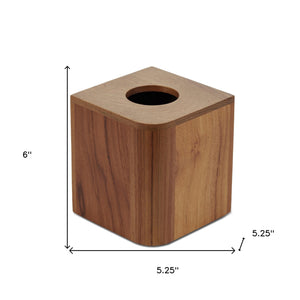 Homeroots Designer Genuine Teak Tissue Box Cover   475846
