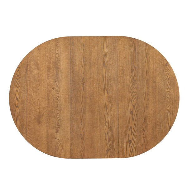 English Elm TOPMAX Solid Wood 5-Piece Extendable Round Dining Set with 16.2" Removable Leaf and Upholstered Chairs Walnut SP000062AAD