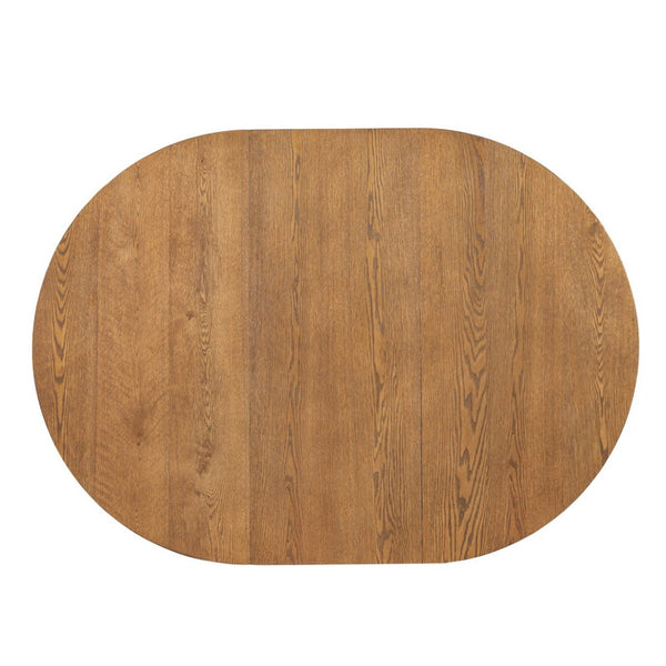 English Elm Topmax Extendable Round Dining Set with Linen Chairs and Pedestal Base Seats Five Walnut N717S000062D
