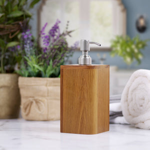 Homeroots Designer Genuine Teak Soap Dispenser   475850