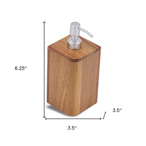 Homeroots Designer Genuine Teak Soap Dispenser   475850