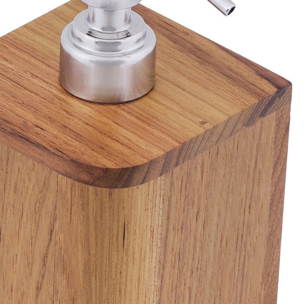 Homeroots Designer Genuine Teak Soap Dispenser   475850