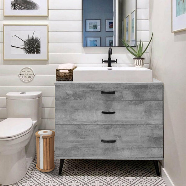 Homeroots Traditional Solid Teak Toilet Paper Rack   475853