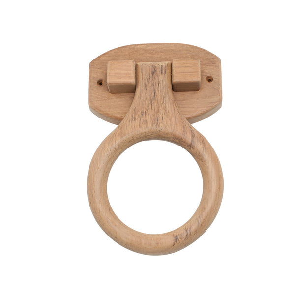 Homeroots Traditional Solid Teak Heavy Duty Towel Ring   475855