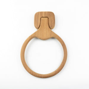 Homeroots Natural Solid Teak Wood Wall Mount Towel Ring  Solid Wood 475861