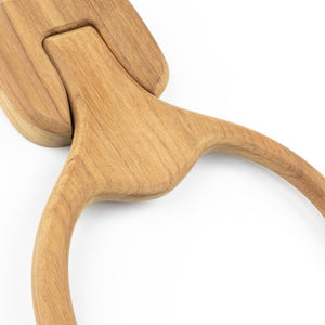 Homeroots Natural Solid Teak Wood Wall Mount Towel Ring  Solid Wood 475861