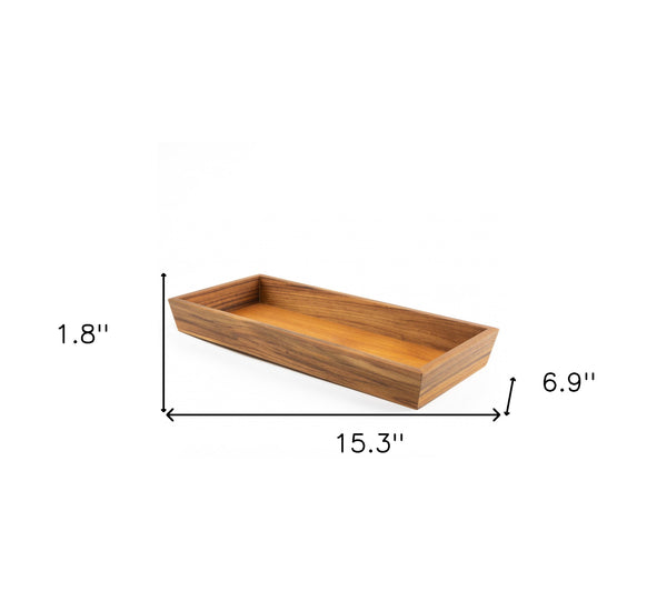 Homeroots 15" Brown Solid Teak Vanity Tray  Wood 475862