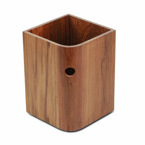 Homeroots Designer Genuine Teak Waste Basket   475863