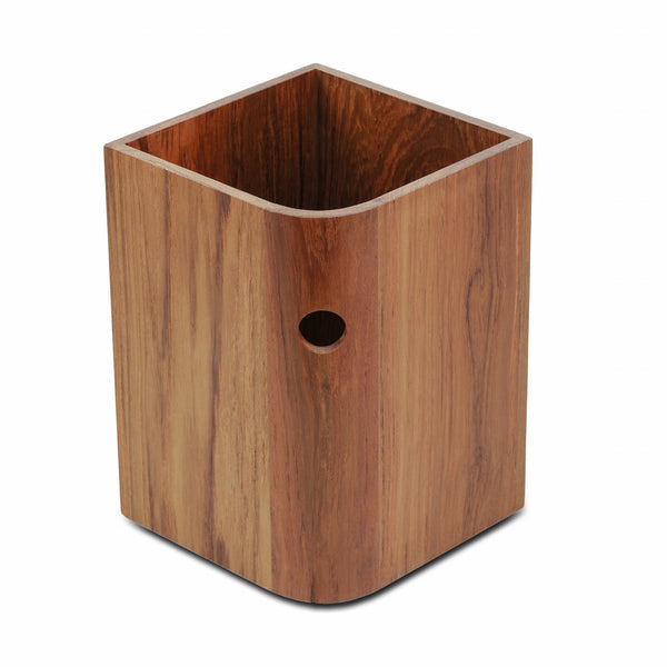 Homeroots Designer Genuine Teak Waste Basket   475863