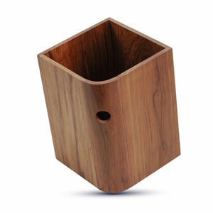 Homeroots Designer Genuine Teak Waste Basket   475863