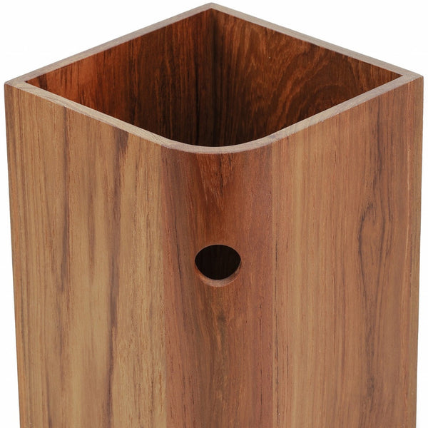 Homeroots Designer Genuine Teak Waste Basket   475863