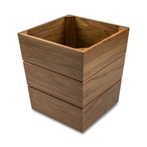 Homeroots 12" Traditional Solid Teak Large Waste Basket   475864