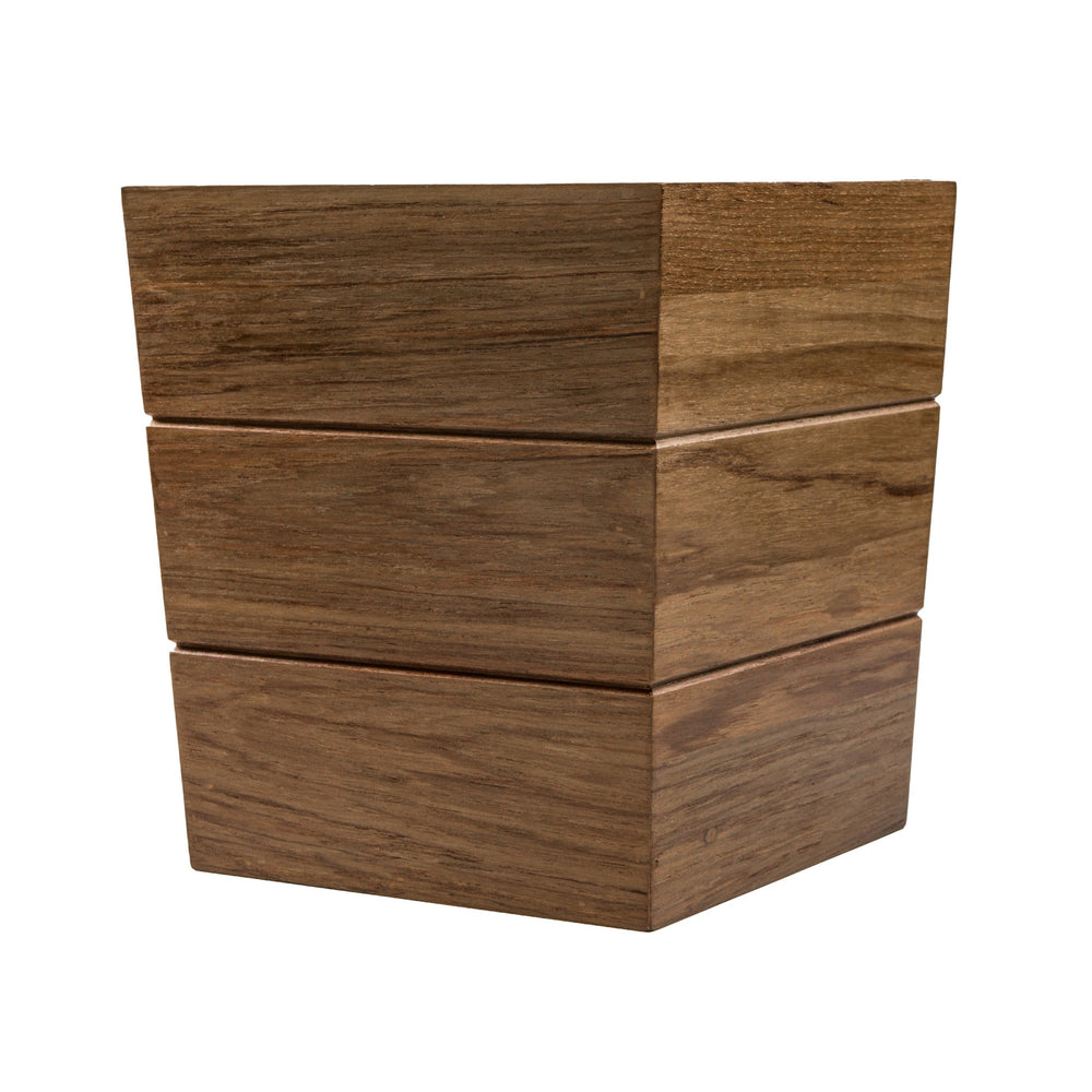 Homeroots 12" Traditional Solid Teak Large Waste Basket   475864