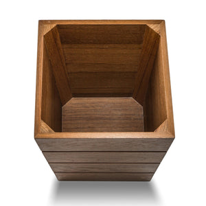 Homeroots 10" Traditional Solid Teak Small Waste Basket   475865