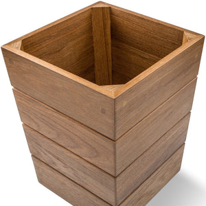 Homeroots 10" Traditional Solid Teak Small Waste Basket   475865