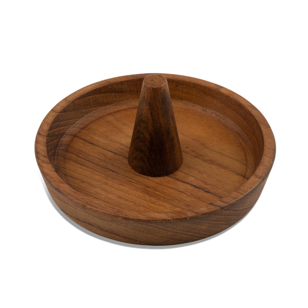 Homeroots Traditional Solid Teak Ring Cone Jewelry Dish   475866