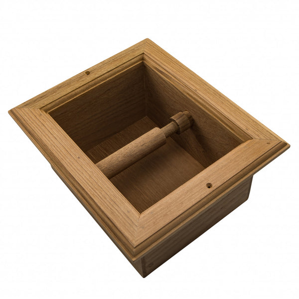 Homeroots Traditional Solid Teak Recessed Wall Mount Toilet Paper Holder   475867