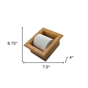 Homeroots Traditional Solid Teak Recessed Wall Mount Toilet Paper Holder   475867