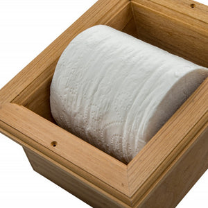 Homeroots Traditional Solid Teak Recessed Wall Mount Toilet Paper Holder   475867