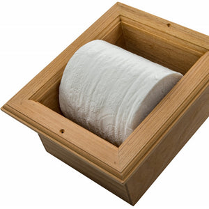 Homeroots Traditional Solid Teak Recessed Wall Mount Toilet Paper Holder   475867