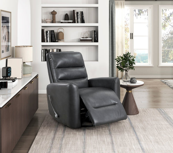 English Elm Glider Swivel Recliner Chair with Smooth Gliding Motion, Breathable Faux Leather, Luxurious Comfort and Space-Saving Design Gray 34 L x 31 W x 26.5 H B011P287701