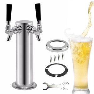 Homeroots Modern Dual Faucet Stainless Steel Beer Dispenser  Stainless Steel 475890