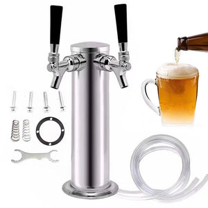 Homeroots Modern Dual Faucet Stainless Steel Beer Dispenser  Stainless Steel 475890