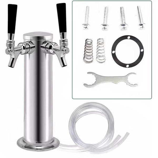 Homeroots Modern Dual Faucet Stainless Steel Beer Dispenser  Stainless Steel 475890