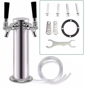 Homeroots Modern Dual Faucet Stainless Steel Beer Dispenser  Stainless Steel 475890