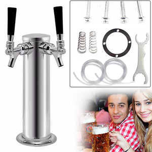 Homeroots Modern Dual Faucet Stainless Steel Beer Dispenser  Stainless Steel 475890