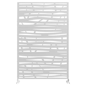 HomeRoots 75" Sleek White Metal Three-Panel Room Divider Screen for Stylish Privacy, Indoor & Outdoor Use 475914