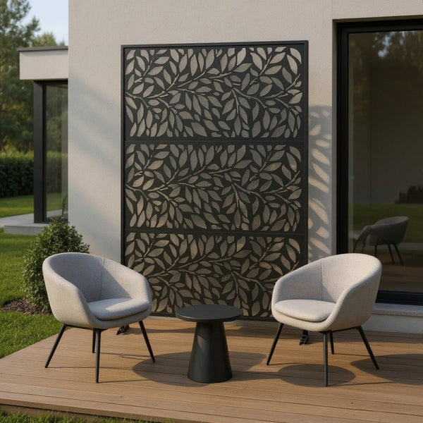 HomeRoots 75" Black Metal Three-Panel Screen Divider - Modern Privacy Solution for Home & Office Decor 475915