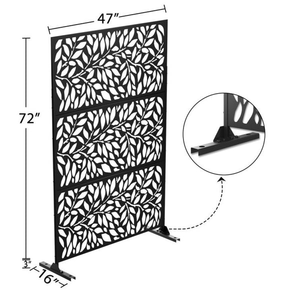 HomeRoots 75" Black Metal Three-Panel Screen Divider - Modern Privacy Solution for Home & Office Decor 475915