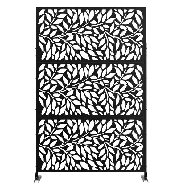 HomeRoots 75" Black Metal Three-Panel Screen Divider - Modern Privacy Solution for Home & Office Decor 475915