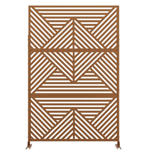 HomeRoots 75" Stylish Brown Metal Three-Panel Room Divider Screen for Privacy, Flexibility, and Décor Enhancement 475922