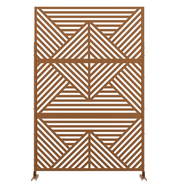 HomeRoots 75" Stylish Brown Metal Three-Panel Room Divider Screen for Privacy, Flexibility, and Décor Enhancement 475922