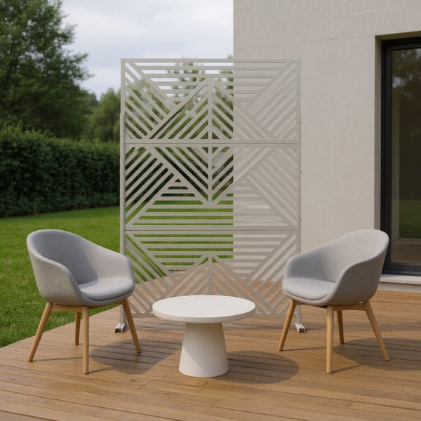 HomeRoots 75" White Metal Three-Panel Room Divider - Stylish Privacy Screen for Home, Events, and Studios 475923