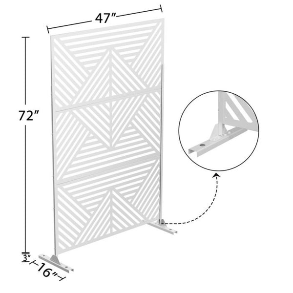 HomeRoots 75" White Metal Three-Panel Room Divider - Stylish Privacy Screen for Home, Events, and Studios 475923