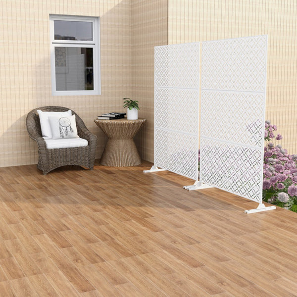 HomeRoots 75" Elegant White Metal Three-Panel Screen Divider - Modern Privacy Solution for Any Space 475926
