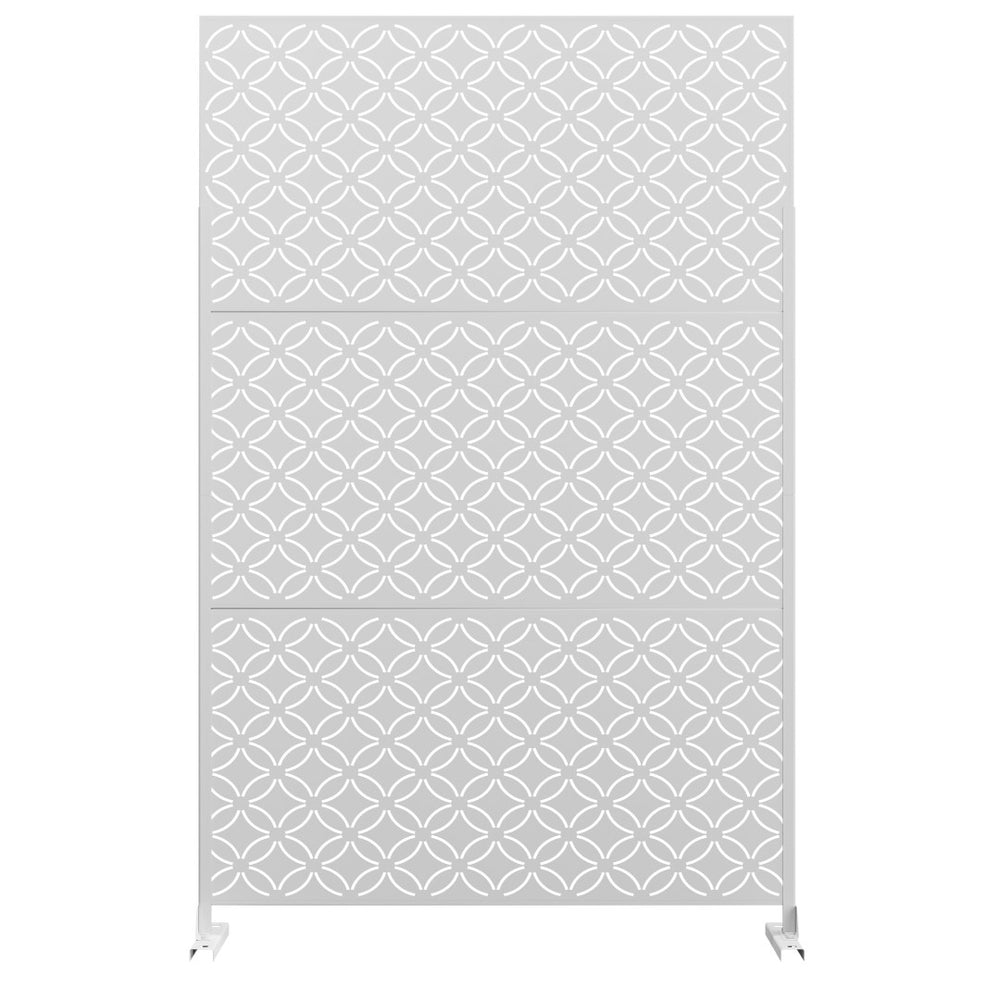 HomeRoots 75" Elegant White Metal Three-Panel Screen Divider - Modern Privacy Solution for Any Space 475926