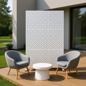 HomeRoots 75" Elegant White Metal Three-Panel Screen Divider - Modern Privacy Solution for Any Space 475926