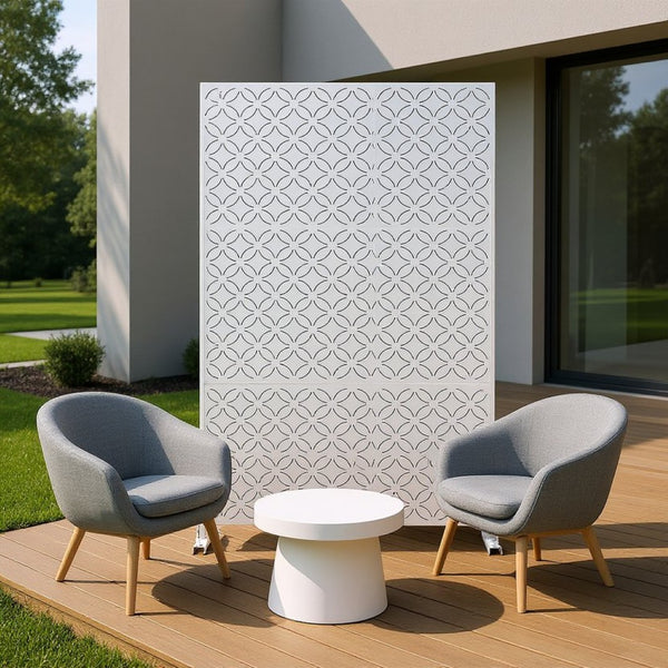 HomeRoots 75" Elegant White Metal Three-Panel Screen Divider - Modern Privacy Solution for Any Space 475926