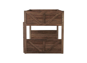 English Elm Twin Over Rubberwood Bunk Bed Convertible with Storage Drawers and Safety Rails Antique Dark Oak W504S00284