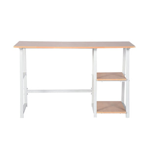 Homeroots Modern Geo Beech Home Office Table With Storage Shelves   475979