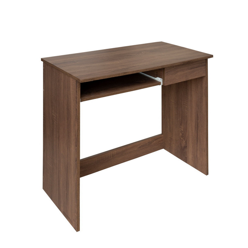 Homeroots Minimalist Walnut Computer Table With Keyboard Tray   475983