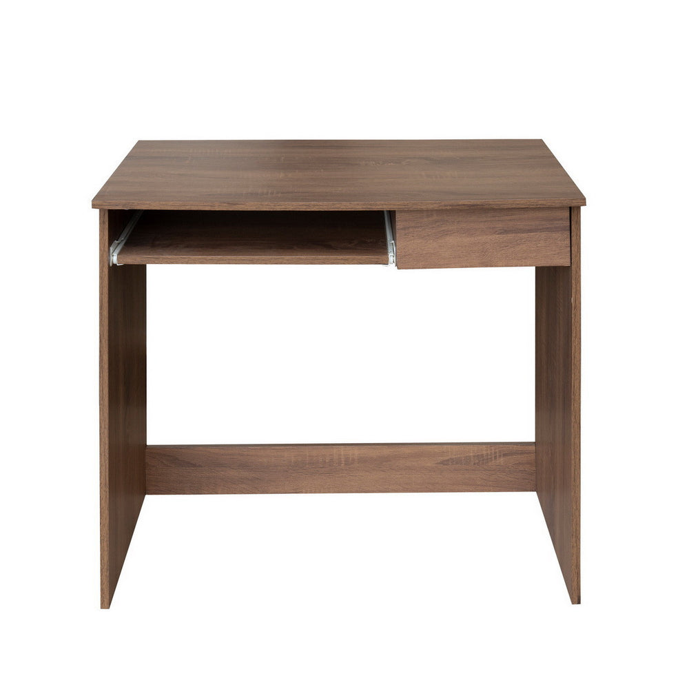 Homeroots Minimalist Walnut Computer Table With Keyboard Tray   475983