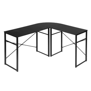 Homeroots Modern Geo Black L Shape Computer Table   475984