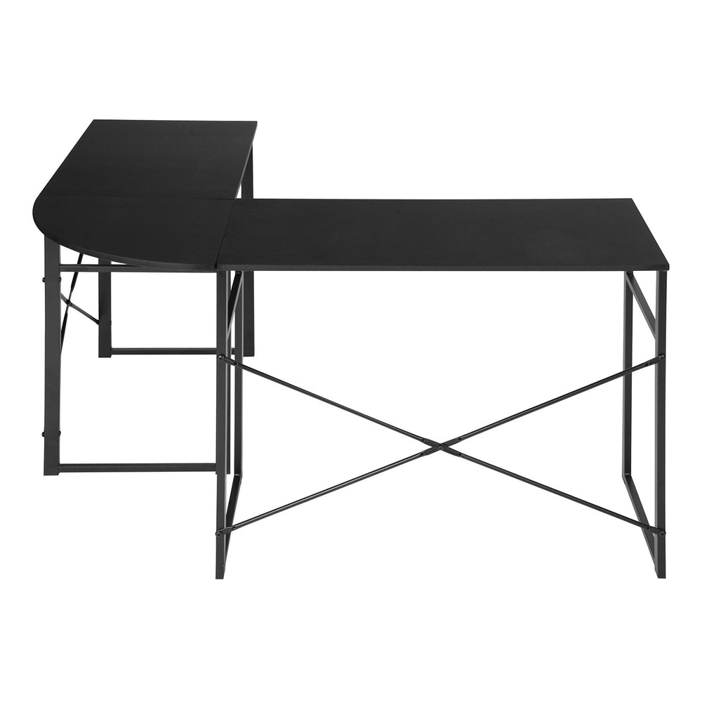 Homeroots Modern Geo Black L Shape Computer Table   475984