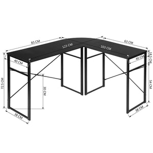 Homeroots Modern Geo Black L Shape Computer Table   475984