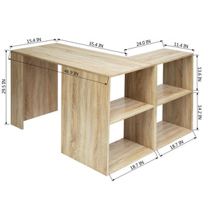 Homeroots Modern Geo Walnut L Shape Computer Table   475985